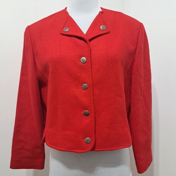 Vintage Pendleton Virgin Wool Cropped Jacket Red Size 14 - Picture 16 of 16
